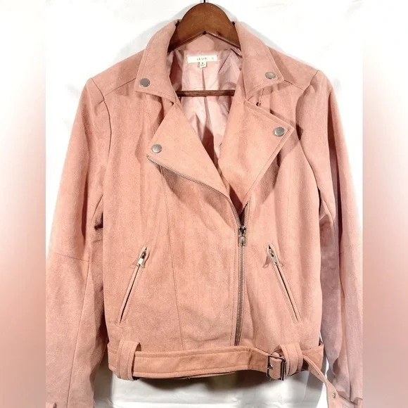 Le Lis Moto Jacket Womens Full Zip Suede Outerwear Size Small - Picture 8 of 11